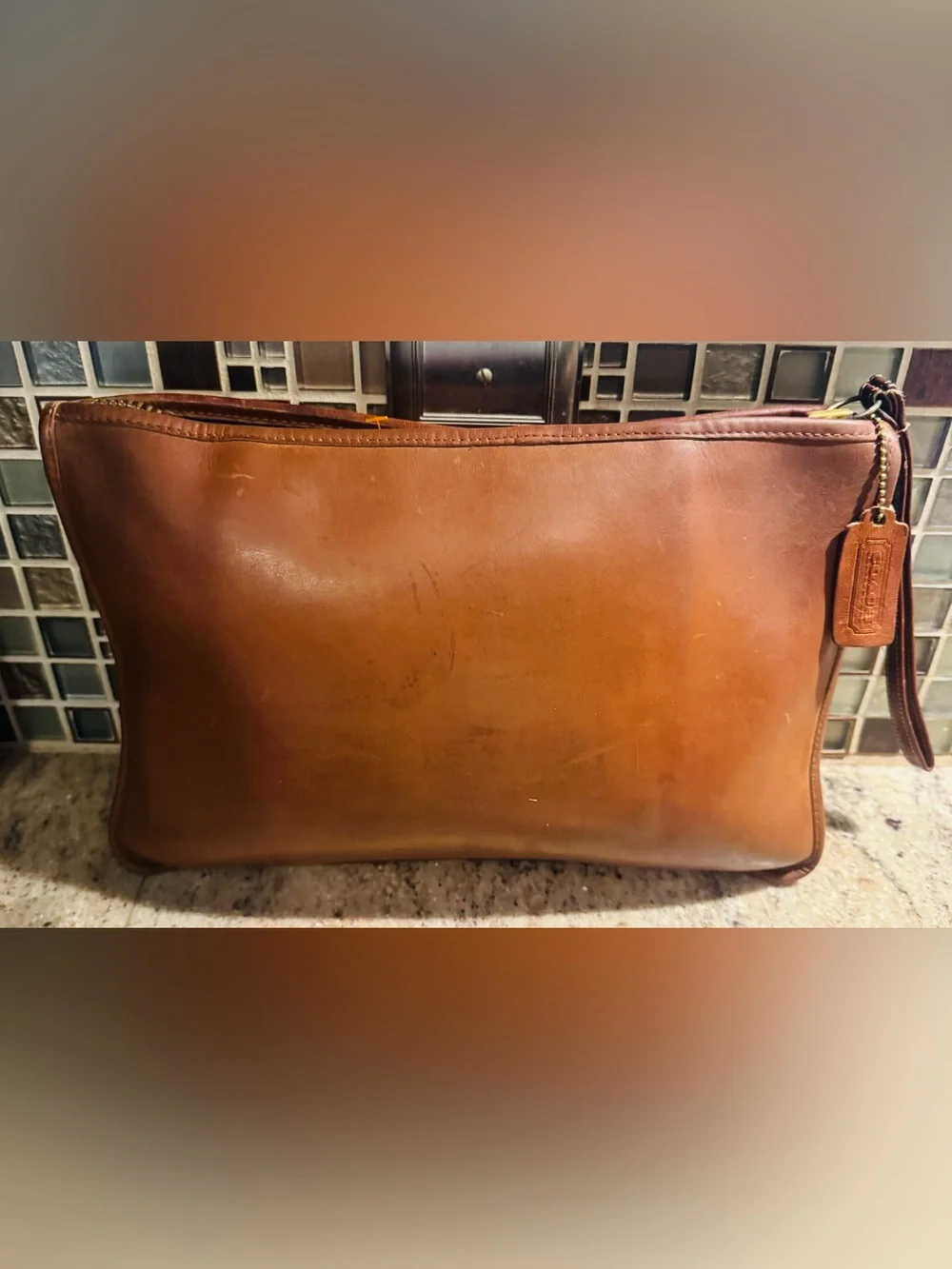 Coach Men's Brown Leather Zip Pouch - Picture 3 of 10